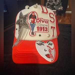 Inspired Delta Sigma Theta Embellished Women's Cap making ALL heads turn❤️🤍🔥